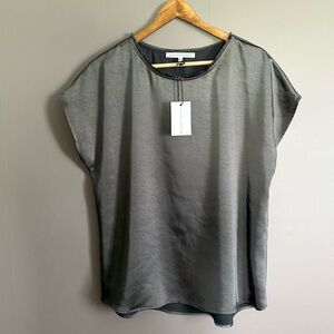 NWT Melissa Nepton Willow Satin Tee Size Medium In Pewter